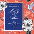 Wedding invitation, thank you card, save the date card.