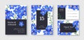 Wedding invitation card template design, blue forget-me-not flowers. Royalty Free Stock Photo
