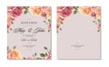 Wedding invitation vintage card with roses and antique decorative elements. Royalty Free Stock Photo
