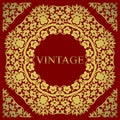 Wedding invitation. Vintage decorative elements. Ornamental floral business cards, oriental pattern, vector illustration. Royalty Free Stock Photo