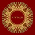 Wedding invitation. Vintage decorative elements. Ornamental floral business cards, oriental pattern, vector illustration. Royalty Free Stock Photo