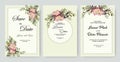 Wedding invitation vintage frame set roses, leaves, watercolor on white Royalty Free Stock Photo