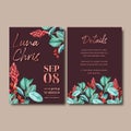 Wedding Invitation watercolor design with ginger flowers, mysterious illustration template