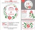 Wedding invitation with watercolor floral wreath Royalty Free Stock Photo