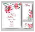 Wedding Invitation with a watercolor peonies. Card Use for Boarding Pass, invitations, thank you card. Vector. Royalty Free Stock Photo