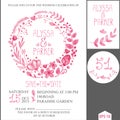 Wedding invitation.Watercolor pink floral wreath Royalty Free Stock Photo