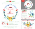 Wedding invitation with watercolor spring floral wreath decor Royalty Free Stock Photo