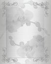 Wedding invitation White satin orchids Royalty Free Stock Photo