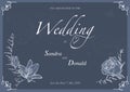 Wedding Invitation with White Silhouetted Flowers