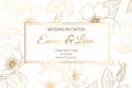 Wedding invitation wild rose luxury shiny golden