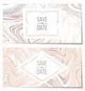 Wedding invitations with rose gold Marble paper texture imitation, suminagashi ink stains background