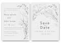 Wedding Invitations save the date card design with elegant garden anemone Royalty Free Stock Photo