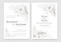 Wedding Invitations save the date card design with elegant garden anemone Royalty Free Stock Photo