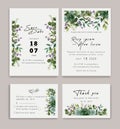 Wedding Invitations save the date card design with elegant garden anemone Royalty Free Stock Photo