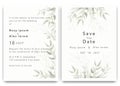 Wedding Invitations save the date card design with elegant garden anemone Royalty Free Stock Photo