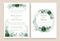 Wedding Invitations save the date card design with elegant garden anemone Royalty Free Stock Photo