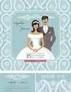 Wedding invitations.Winter paisley pattern,bride,groom Royalty Free Stock Photo