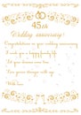 Wedding invitations 45 years anniversary signs and cards  illustration Royalty Free Stock Photo