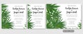 Wedding invite, invitation rsvp thank you card vector floral greenery design: tropical palm leaf howea (kentia) branch green, fol Royalty Free Stock Photo
