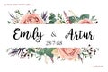 Wedding invite invitation save the date card floral watercolor s Royalty Free Stock Photo