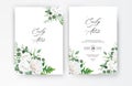 Wedding invite, invitation, save the date card. Vector floral frame design: ivory white powder peony Rose flower, Eucalyptus