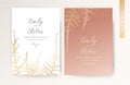 Wedding invite,  luxury modern invitation, greeting card. Stylish minimalist vector design with floral rose golden asparagus fern Royalty Free Stock Photo