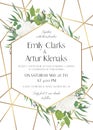 Wedding invite, save the date card delicate design with natural