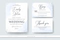 Wedding invite, thank you, rsvp card design set with abstract wa Royalty Free Stock Photo