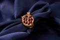 Wedding jewelry, golden ring with red rubies