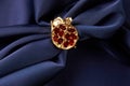 Wedding jewelry, golden ring with red rubies