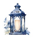 Wedding lantern, watercolor clipart illustration with isolated background Royalty Free Stock Photo