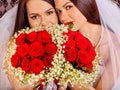 Wedding lesbians girl in bridal dress