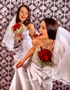 Wedding lesbians girl in bridal dress