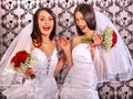 Wedding lesbians girl in bridal dress