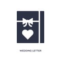 wedding letter icon on white background. Simple element illustration from birthday party and wedding concept