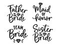 Wedding lettering set. Black hand lettered quotes with diamond rings for greeting cards, gift tags, labels. Typography