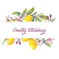 Wedding lettering with watercolor lemons