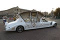 Wedding limousine carriage on Independence Square in Kyiv, Ukraine. September 2014