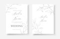 Wedding line art silhouette leaves floral minimalist invitation card