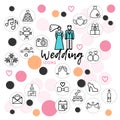 Wedding Line Icons Collection Royalty Free Stock Photo