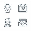 Wedding line icons. linear set. quality vector line set such as envelope, bridesmaid, wedding