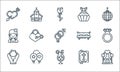 wedding line icons. linear set. quality vector line set such as wedding arch, cocktail, necklace, bible, balloons, bridesmaid,