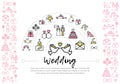 Wedding Line Icons Template Royalty Free Stock Photo