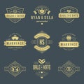 Wedding logos and badges vector and design elements set.
