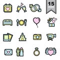Wedding love Line icons set Royalty Free Stock Photo
