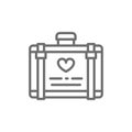 Wedding luggage, suitcase for honeymoon line icon.