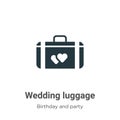 Wedding luggage vector icon on white background. Flat vector wedding luggage icon symbol sign from modern birthday and party Royalty Free Stock Photo
