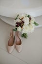 Wedding, luxury bridal shoes, background - white