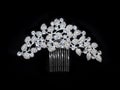 Wedding luxury silver diamonds rhinestones crystal comb barrette isolated on black Royalty Free Stock Photo