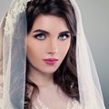 Wedding Makeup. Pretty Young Bride, Face Closeup Royalty Free Stock Photo
